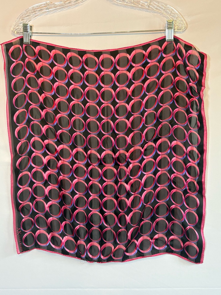 Vintage Black Scarf With Metallic Pink Rings Vintage Black Scarf With Metallic Pink Rings